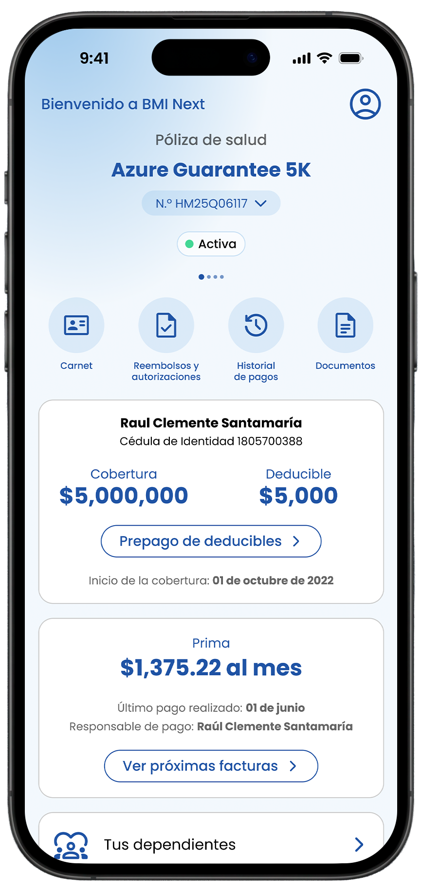 Mockup BMI Next en iPhone